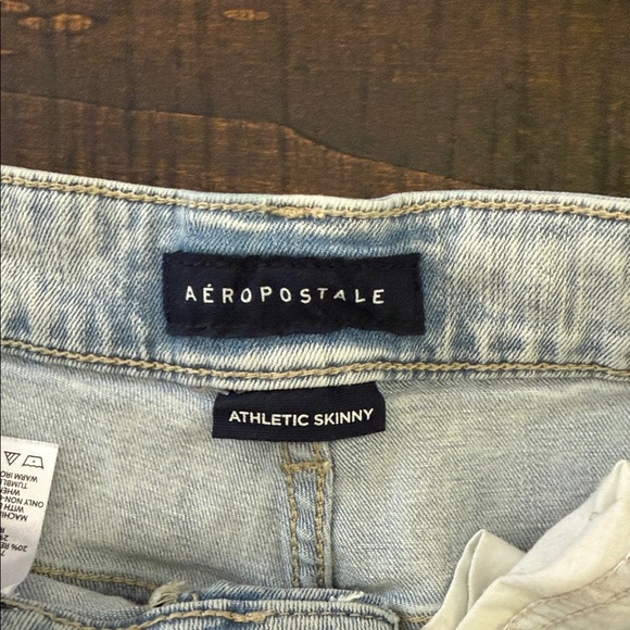 Aeropostale Men's Light Blue Ripped Skinny Jeans - Picture 2 of 4
